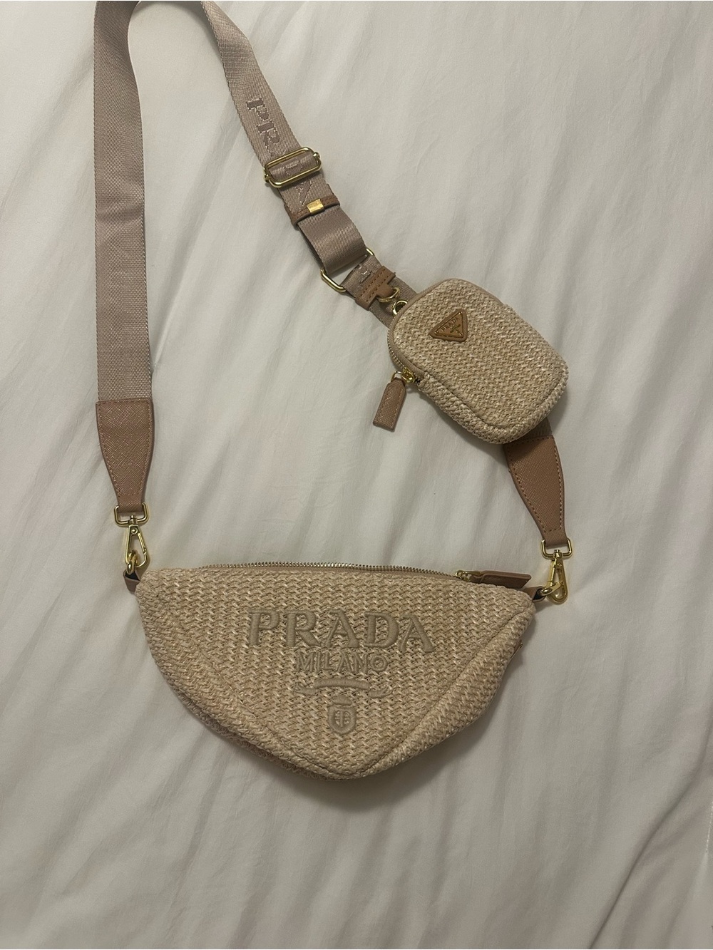 PRADA Milano Beige Woven Crossbody - Picture 2 of 4